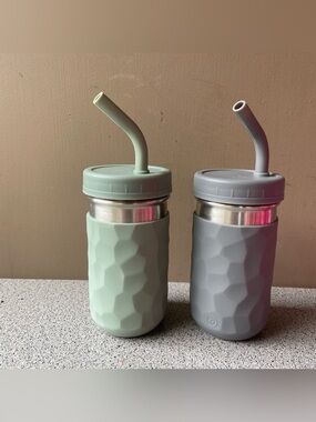 WeeSprout Stainless Steel Kids Cups - 12 oz Leak-Resistant Lid Set, 2 pack